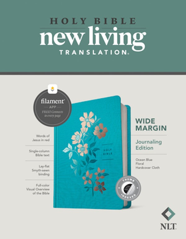Cover image for NLT Wide Margin Bible, Filament Enabled (Hardcover Cloth, Ocean Blue Floral, Indexed, Red Letter), isbn: 9781496459008