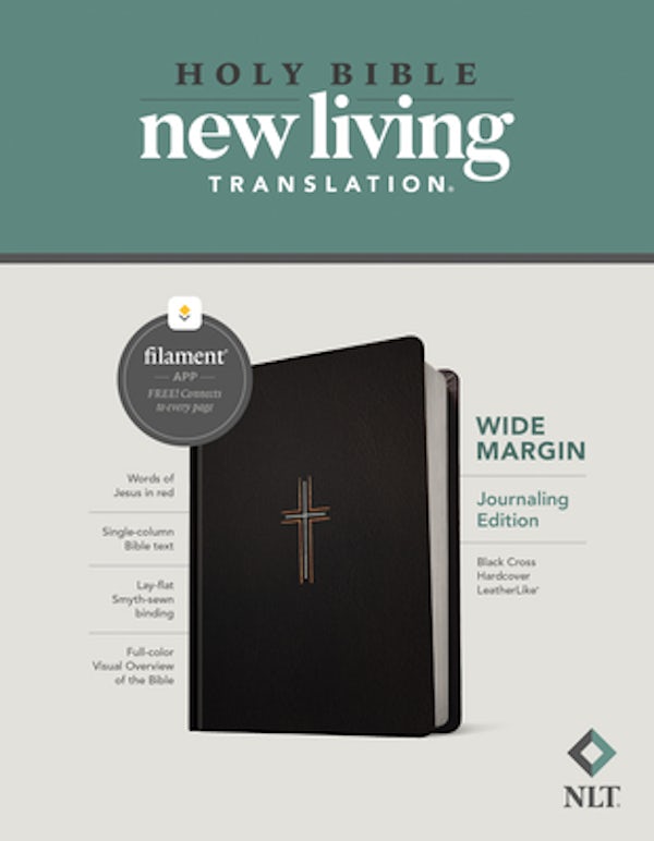 Cover image for NLT Wide Margin Bible, Filament Enabled (Hardcover Leatherlike, Black Cross, Red Letter), isbn: 9781496459015