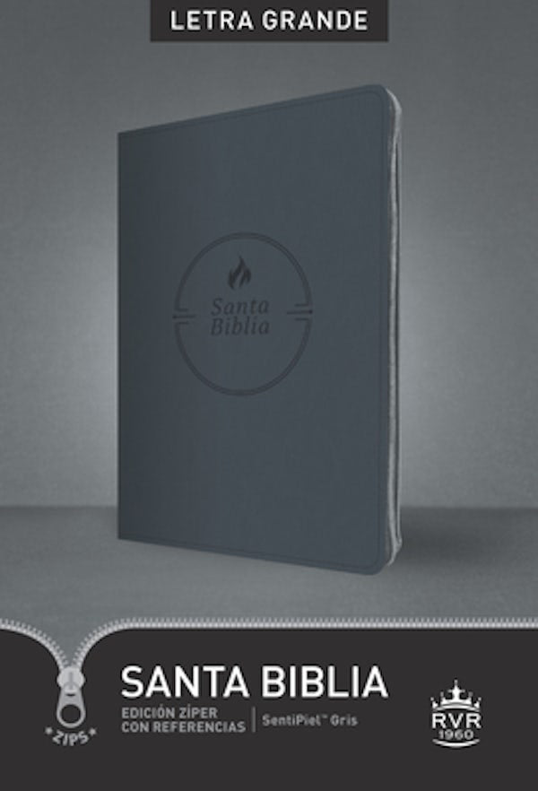 Cover image for Santa Biblia Rvr60, Edici�n Z�per Con Referencias, Letra Grande (Sentipiel, Gris, �ndice, Letra Roja), isbn: 9781496459121