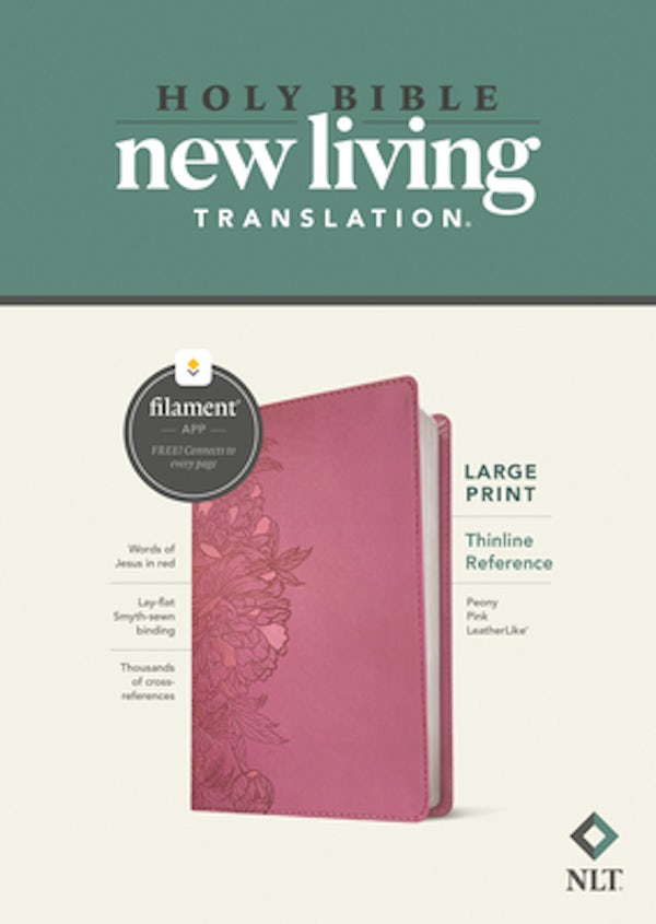 Cover image for NLT Large Print Thinline Reference Bible, Filament Enabled (Leatherlike, Peony Pink, Red Letter), isbn: 9781496459152