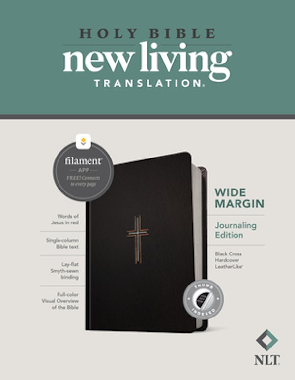 Cover image for NLT Wide Margin Bible, Filament Enabled (Hardcover Leatherlike, Black Cross, Indexed, Red Letter), isbn: 9781496460158