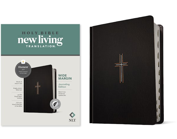 Cover image for NLT Wide Margin Bible, Filament Enabled (Hardcover Leatherlike, Black Cross, Indexed, Red Letter), isbn: 9781496460158