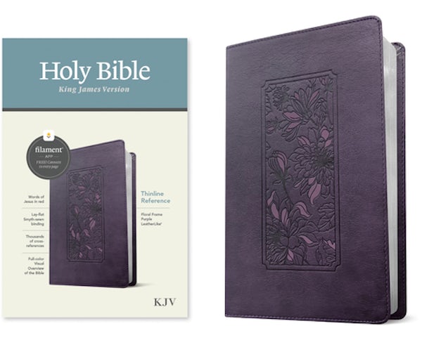 Cover image for KJV Thinline Reference Bible, Filament Enabled (Leatherlike, Floral Frame Purple, Red Letter), isbn: 9781496460455