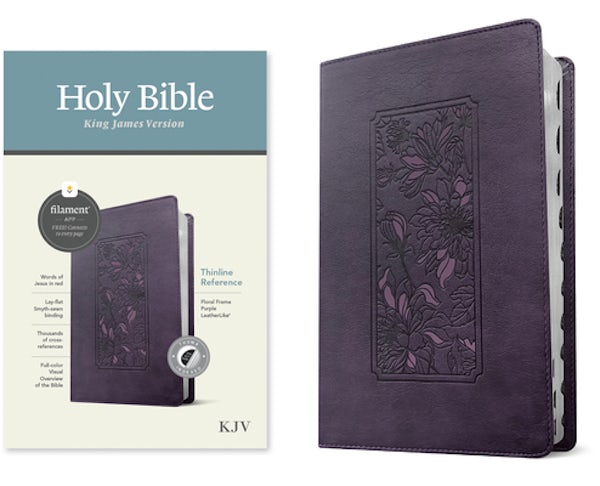 Cover image for KJV Thinline Reference Bible, Filament Enabled (Leatherlike, Floral Frame Purple, Indexed, Red Letter), isbn: 9781496460462