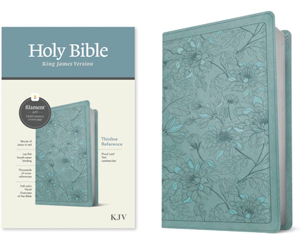 Cover image for KJV Thinline Reference Bible, Filament Enabled (Leatherlike, Floral Leaf Teal, Red Letter), isbn: 9781496460516