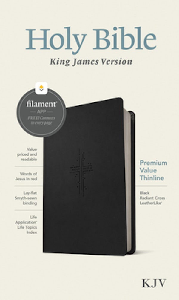 Cover image for KJV Premium Value Thinline Bible, Filament Enabled (Leatherlike, Black Radiant Cross, Red Letter), isbn: 9781496460547