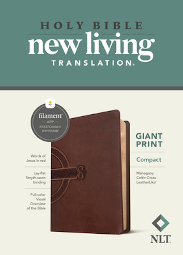 Cover image for NLT Compact Giant Print Bible, Filament Enabled (Leatherlike, Mahogany Celtic Cross, Red Letter), isbn: 9781496460585