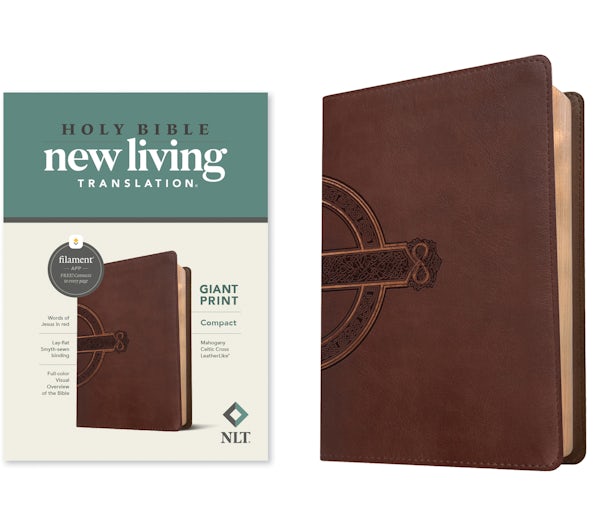Cover image for NLT Compact Giant Print Bible, Filament Enabled (Leatherlike, Mahogany Celtic Cross, Red Letter), isbn: 9781496460585