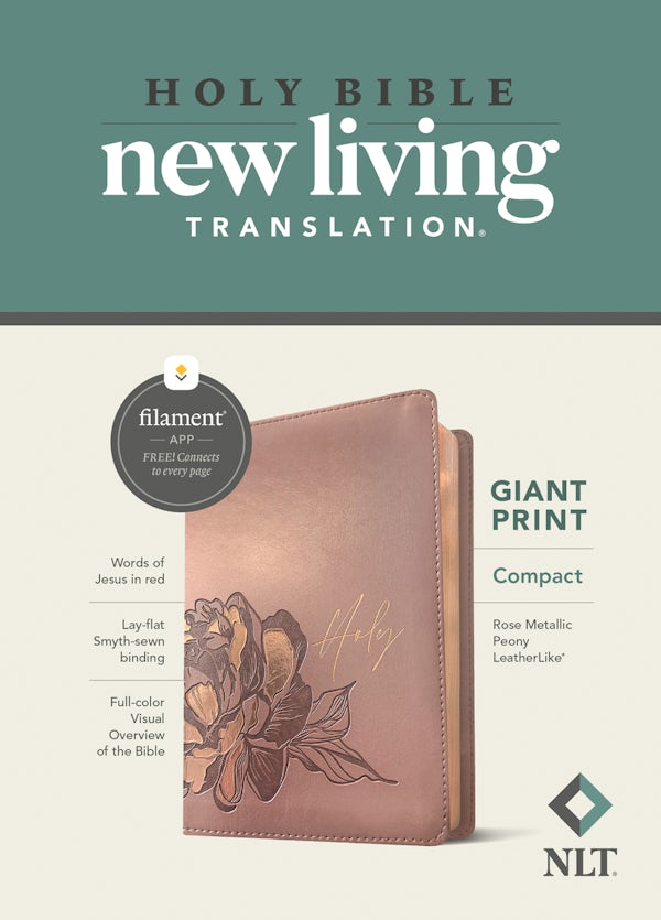 Cover image for NLT Compact Giant Print Bible, Filament Enabled (Leatherlike, Rose Metallic Peony, Red Letter), isbn: 9781496460622
