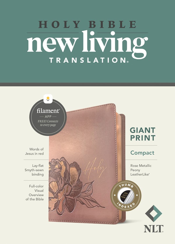 Cover image for NLT Compact Giant Print Bible, Filament Enabled (Leatherlike, Rose Metallic Peony, Indexed, Red Letter), isbn: 9781496460639