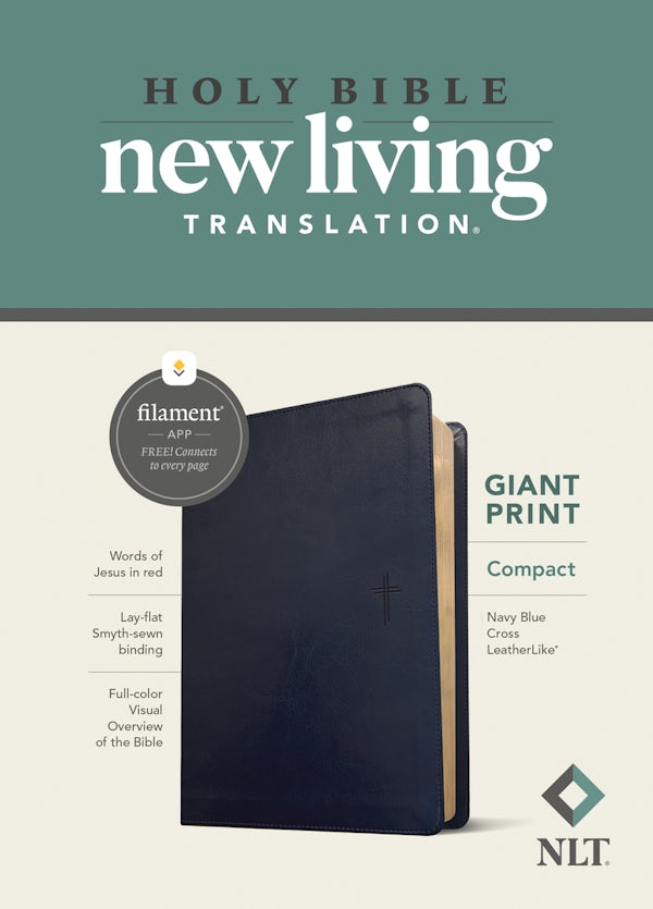 Cover image for NLT Compact Giant Print Bible, Filament Enabled (Leatherlike, Navy Blue Cross, Red Letter), isbn: 9781496460646