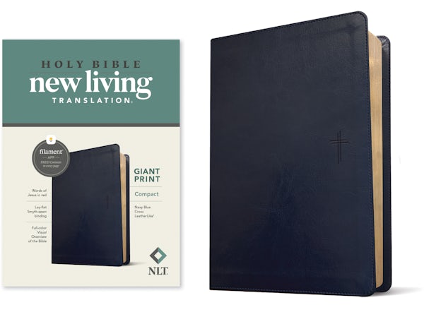 Cover image for NLT Compact Giant Print Bible, Filament Enabled (Leatherlike, Navy Blue Cross, Red Letter), isbn: 9781496460646