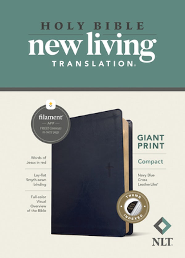 Cover image for NLT Compact Giant Print Bible, Filament Enabled (Leatherlike, Navy Blue Cross, Indexed, Red Letter), isbn: 9781496460653