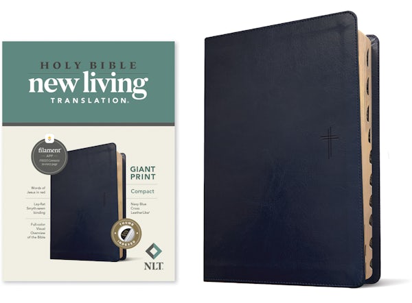 Cover image for NLT Compact Giant Print Bible, Filament Enabled (Leatherlike, Navy Blue Cross, Indexed, Red Letter), isbn: 9781496460653