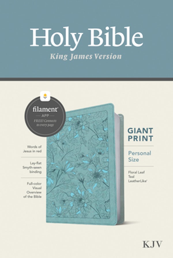 Cover image for KJV Personal Size Giant Print Bible, Filament Enabled (Leatherlike, Floral Leaf Teal, Red Letter), isbn: 9781496460875