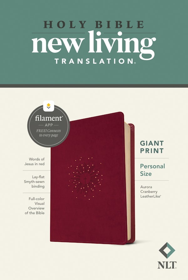 Cover image for NLT Personal Size Giant Print Bible, Filament Enabled (Leatherlike, Aurora Cranberry, Red Letter), isbn: 9781496460899