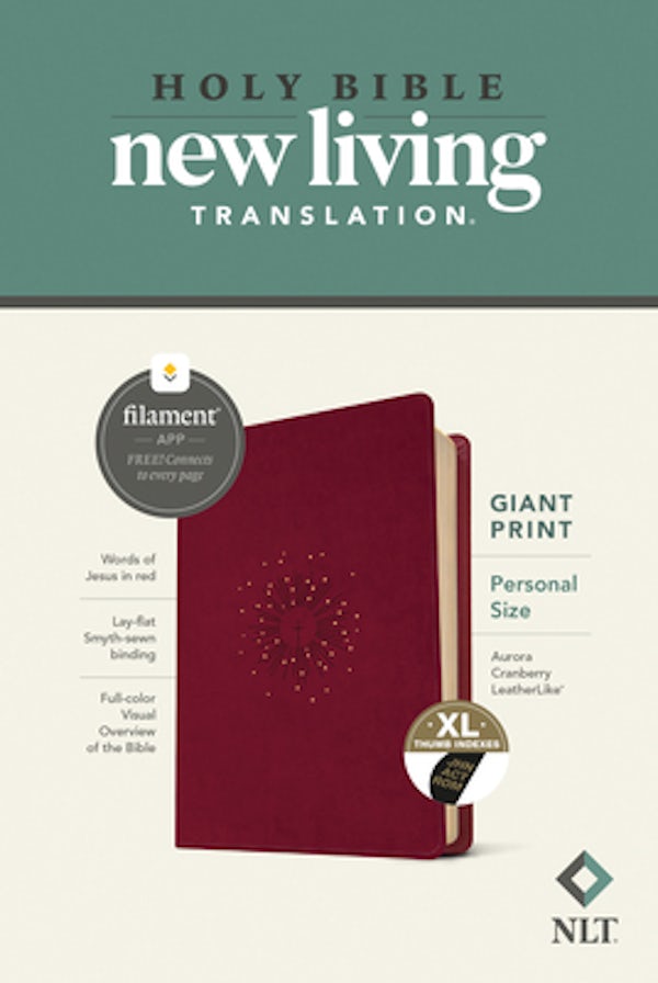 Cover image for NLT Personal Size Giant Print Bible, Filament Enabled (Leatherlike, Aurora Cranberry, Indexed, Red Letter), isbn: 9781496460905