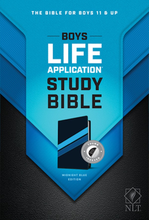 Cover image for NLT Boys Life Application Study Bible, Tutone (Leatherlike, Midnight Blue, Indexed), isbn: 9781496461438