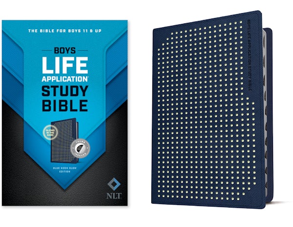 Cover image for NLT Boys Life Application Study Bible, Tutone (Leatherlike, Blue/Neon/Glow, Indexed), isbn: 9781496461452