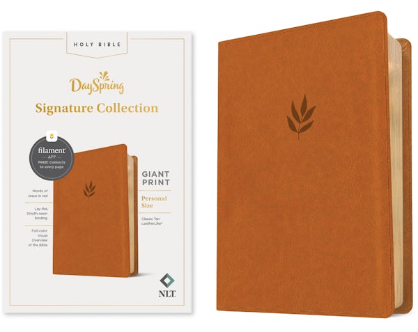 Cover image for NLT Personal Size Giant Print Bible, Dayspring Signature Collection, Filament Enabled (Leatherlike, Classic Tan, Red Letter), isbn: 9781496461667