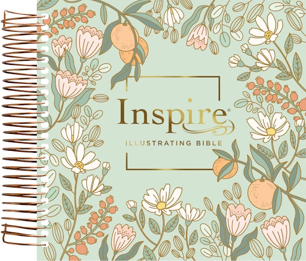 Cover image for NLT Dayspring Inspire Illustrating Bible, Filament Enabled (Spiral Bound, Mint Floral Garden), isbn: 9781496462640