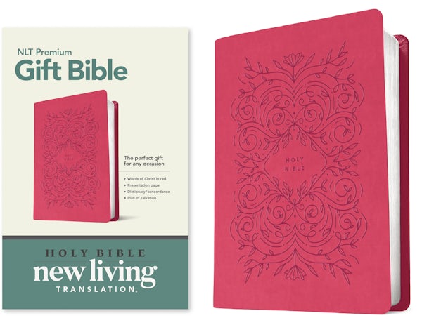 Cover image for Premium Gift Bible NLT (Leatherlike, Very Berry Pink Vines, Red Letter), isbn: 9781496466174
