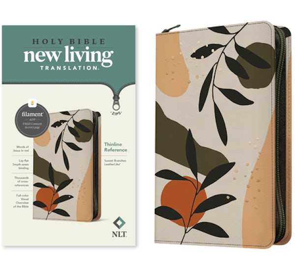 Cover image for NLT Thinline Reference Zipper Bible, Filament Enabled (Leatherlike, Sunset Branches, Red Letter), isbn: 9781496466198