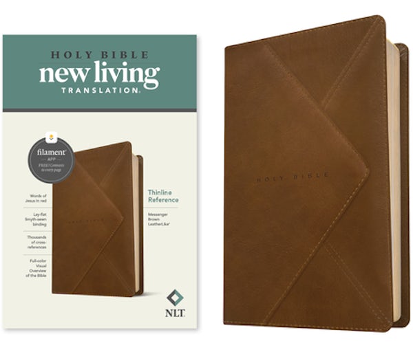 Cover image for NLT Thinline Reference Bible, Filament Enabled (Leatherlike, Messenger Brown, Red Letter), isbn: 9781496466204