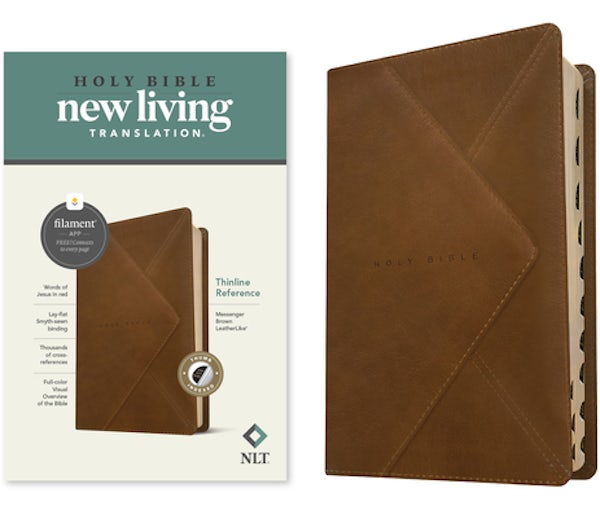 Cover image for NLT Thinline Reference Bible, Filament Enabled (Leatherlike, Messenger Brown, Indexed, Red Letter), isbn: 9781496466235