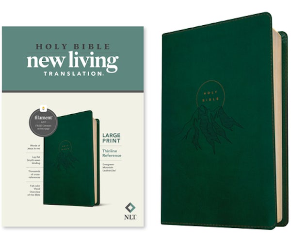 Cover image for NLT Large Print Thinline Reference Bible, Filament Enabled (Leatherlike, Evergreen Mountain, Red Letter), isbn: 9781496466266
