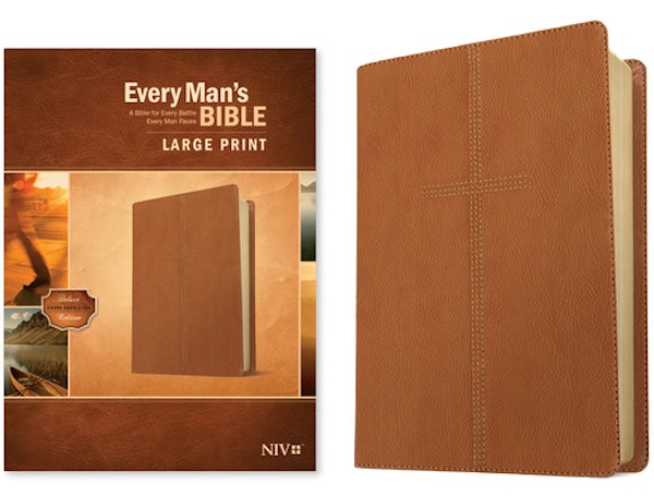 Cover image for Every Man's Bible Niv, Large Print (Leatherlike, Cross Saddle Tan), isbn: 9781496466327