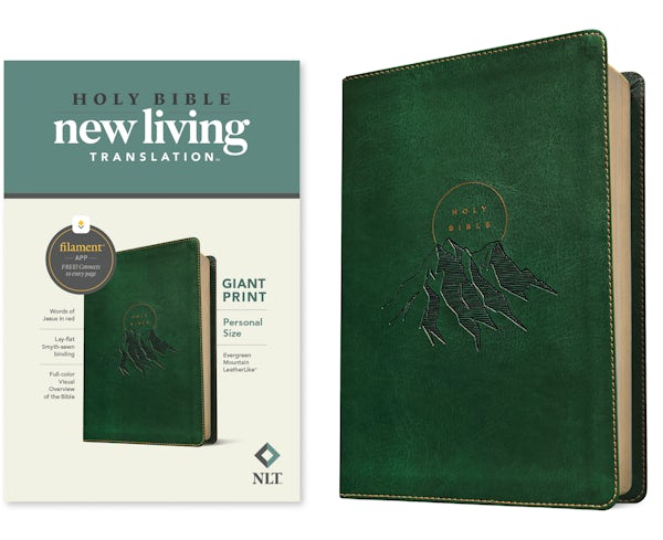 Cover image for NLT Personal Size Giant Print Bible, Filament Enabled (Leatherlike, Evergreen Mountain, Red Letter), isbn: 9781496467942
