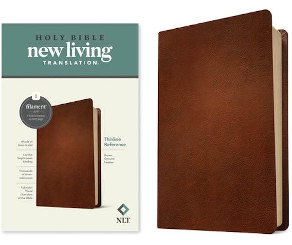 Cover image for NLT Thinline Reference Bible, Filament Enabled (Genuine Leather, Brown, Red Letter), isbn: 9781496474117
