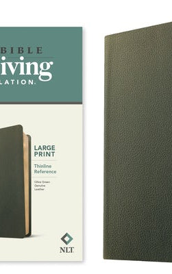 Cover image for NLT Large Print Thinline Reference Bible, Filament Enabled (Genuine Leather, Olive Green, Red Letter), isbn: 9781496474162