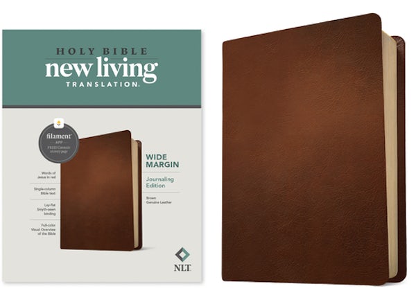 Cover image for NLT Wide Margin Bible, Filament Enabled (Genuine Leather, Brown, Red Letter), isbn: 9781496474193