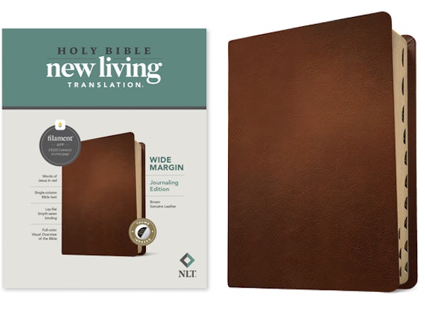 Cover image for NLT Wide Margin Bible, Filament Enabled (Genuine Leather, Brown, Indexed, Red Letter), isbn: 9781496474209