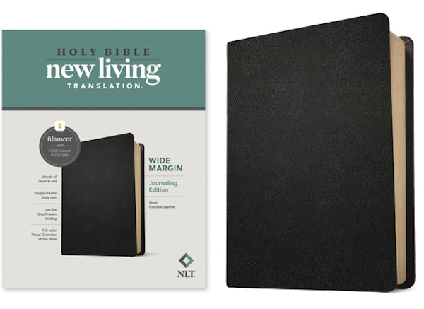 Cover image for NLT Wide Margin Bible, Filament Enabled (Genuine Leather, Black, Red Letter), isbn: 9781496474216