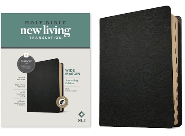 Cover image for NLT Wide Margin Bible, Filament Enabled (Genuine Leather, Black, Indexed, Red Letter), isbn: 9781496474223
