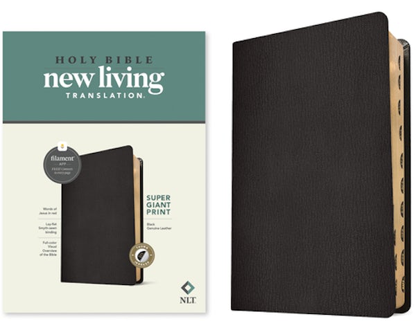 Cover image for NLT Super Giant Print Bible, Filament Enabled (Genuine Leather, Black, Indexed, Red Letter), isbn: 9781496474285