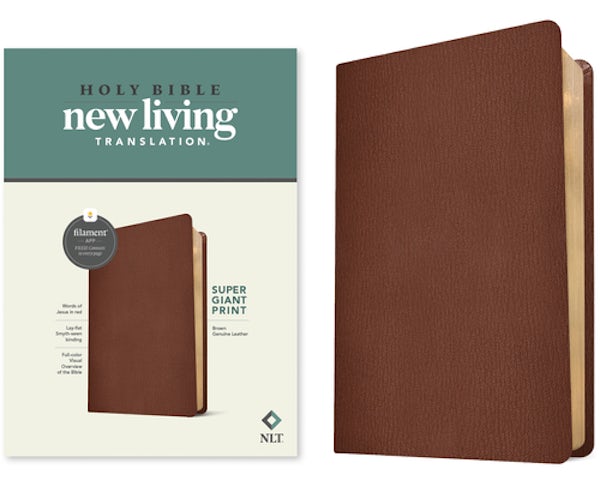 Cover image for NLT Super Giant Print Bible, Filament Enabled (Genuine Leather, Brown, Red Letter), isbn: 9781496474292