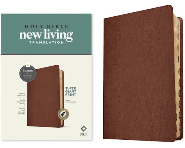 Cover image for NLT Super Giant Print Bible, Filament Enabled (Genuine Leather, Brown, Indexed), isbn: 9781496474308