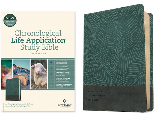 Cover image for NLT Chronological Life Application Study Bible, Second Edition (Leatherlike, Palm Forest Teal), isbn: 9781496475435