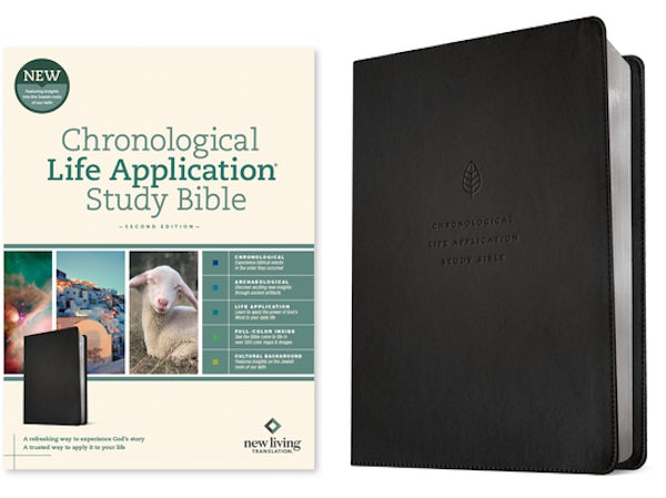 Cover image for NLT Chronological Life Application Study Bible, Second Edition (Leatherlike, Ebony Leaf), isbn: 9781496475442