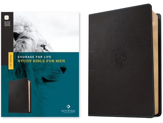 Cover image for NLT Courage for Life Study Bible for Men, Filament Enabled (Leatherlike, Onyx Lion), isbn: 9781496475565