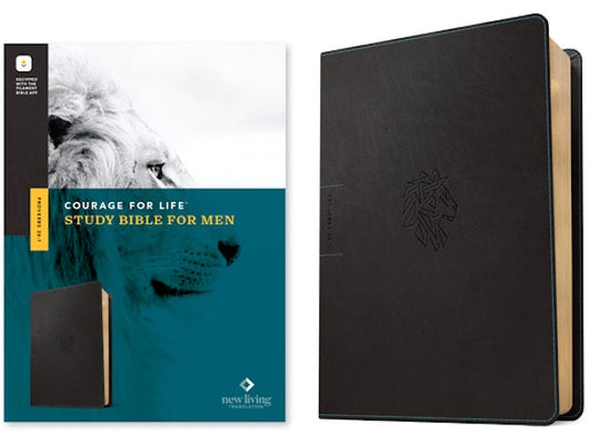 Cover image for NLT Courage for Life Study Bible for Men, Filament Enabled (Leatherlike, Onyx Lion), isbn: 9781496475565