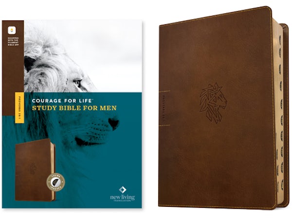 Cover image for NLT Courage for Life Study Bible for Men, Filament Enabled (Leatherlike, Rustic Brown Lion, Indexed), isbn: 9781496475572