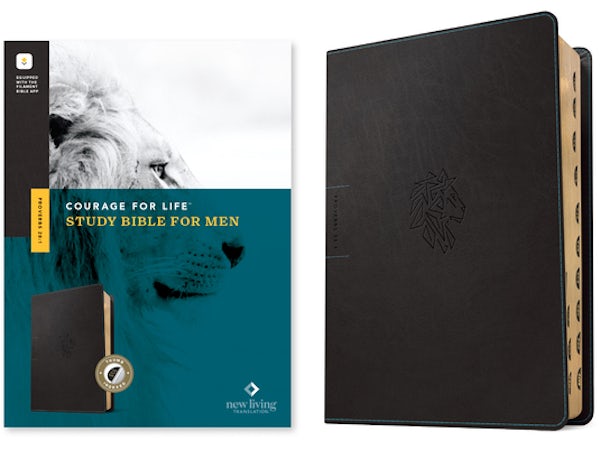 Cover image for NLT Courage for Life Study Bible for Men, Filament Enabled (Leatherlike, Onyx Lion, Indexed), isbn: 9781496475589