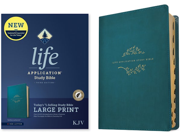 Cover image for KJV Life Application Study Bible, Third Edition, Large Print (Leatherlike, Teal Blue, Indexed, Red Letter), isbn: 9781496477439