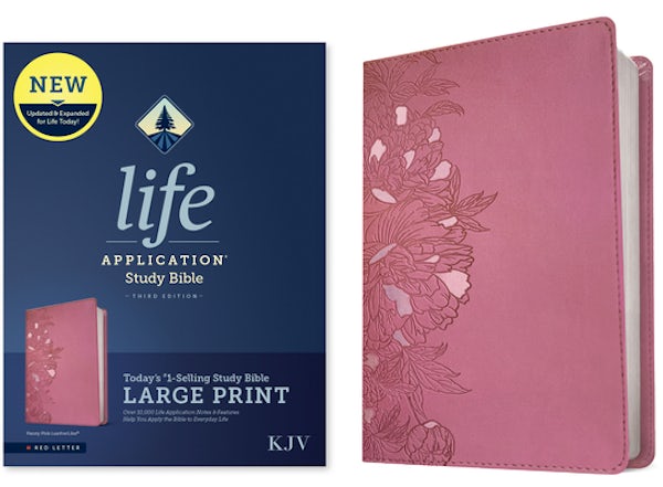 Cover image for KJV Life Application Study Bible, Third Edition, Large Print (Leatherlike, Peony Pink, Red Letter), isbn: 9781496477446