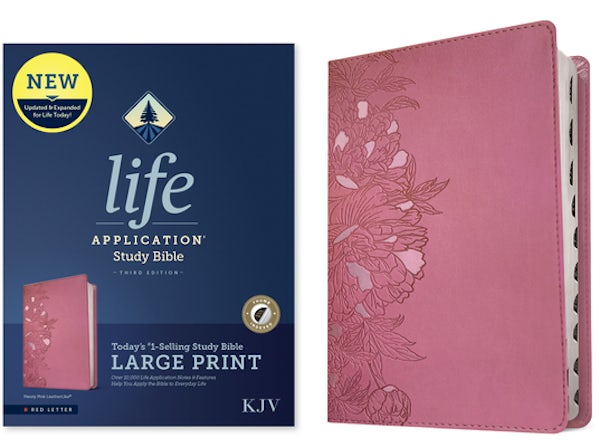 Cover image for KJV Life Application Study Bible, Third Edition, Large Print (Leatherlike, Peony Pink, Indexed, Red Letter), isbn: 9781496477453